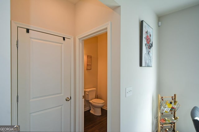 hallway featuring wood-type flooring