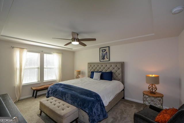 bedroom with carpet flooring and ceiling fan