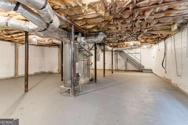 basement with gas water heater
