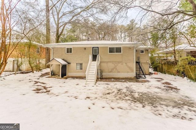 view of snow covered property