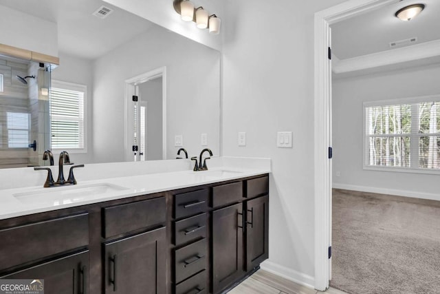 bathroom with vanity and plenty of natural light