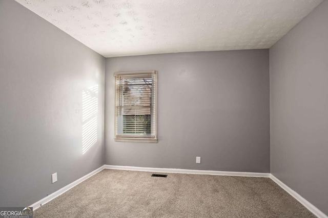 unfurnished room with a wealth of natural light, carpet flooring, and a textured ceiling