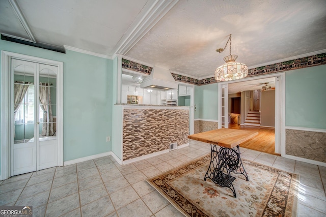 3170 Ebenezer Rd, Marietta, GA 30066 - unfurnished dining area with light tile patterned flooring, crown molding, and baseboards