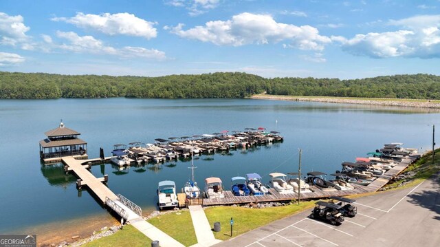 view of dock featuring a water view