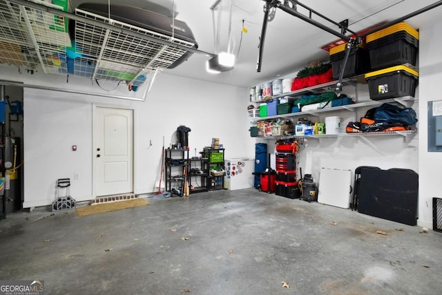 garage with a garage door opener