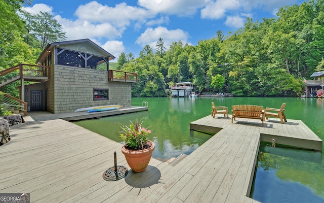 view of dock featuring a water view