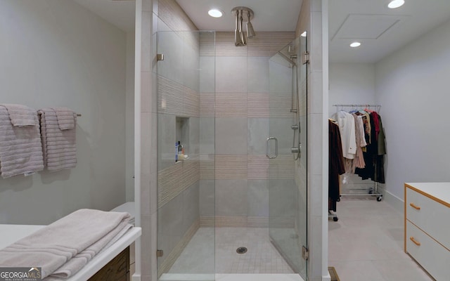 bathroom featuring walk in shower