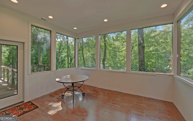 view of unfurnished sunroom