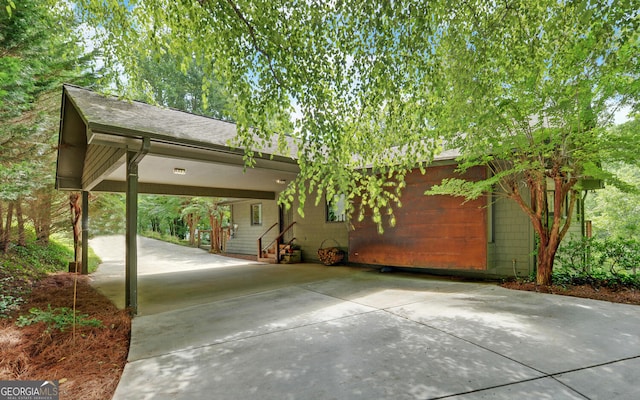 view of patio featuring a carport