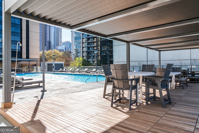 view of pool featuring a patio area