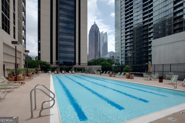 view of pool with a patio area