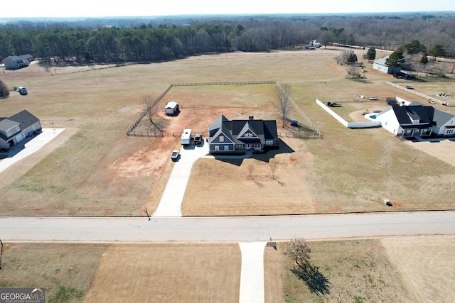 bird's eye view with a rural view