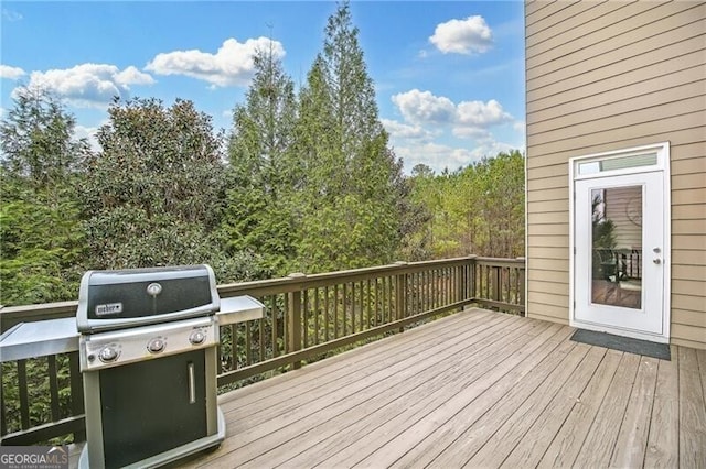 deck featuring grilling area