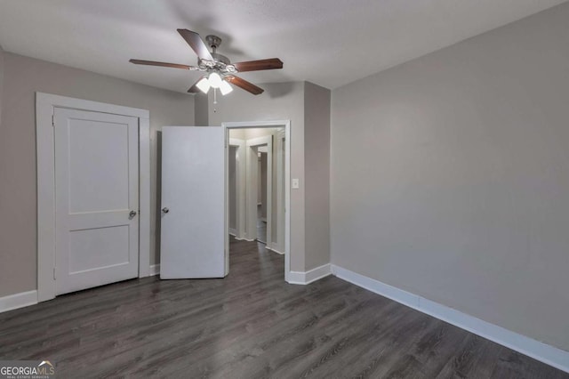 1333 Womack Ave, Atlanta, GA 30344 - unfurnished bedroom with ceiling fan and dark hardwood / wood-style flooring