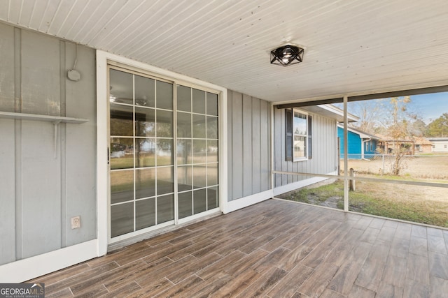 view of unfurnished sunroom