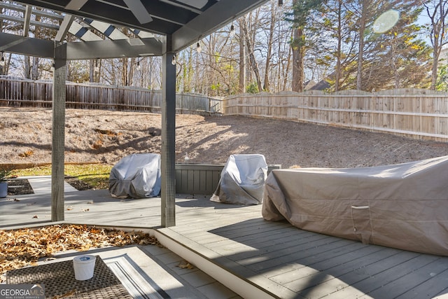 deck with a gazebo and grilling area