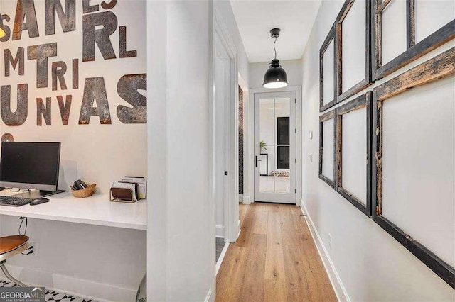 hall featuring light hardwood / wood-style flooring