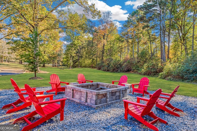 view of patio with an outdoor fire pit