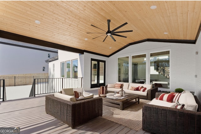 1041 Fleeman Rd, Hoschton, GA 30548 - view of patio with an outdoor hangout area and ceiling fan
