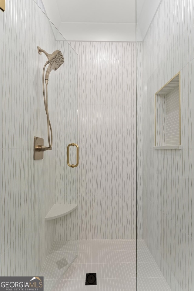 1041 Fleeman Rd, Hoschton, GA 30548 - bathroom featuring a shower stall and tile patterned floors