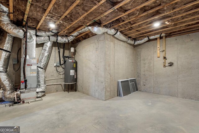 basement with water heater