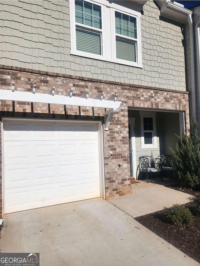 exterior space featuring a garage