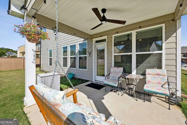 view of patio / terrace with ceiling fan