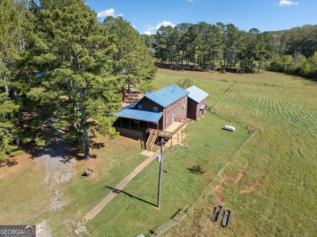 aerial view featuring a rural view