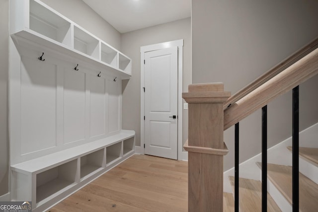 mudroom featuring light wood-style flooring