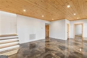 interior space featuring wooden ceiling