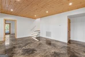 spare room with wooden ceiling