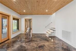 spare room featuring wooden ceiling