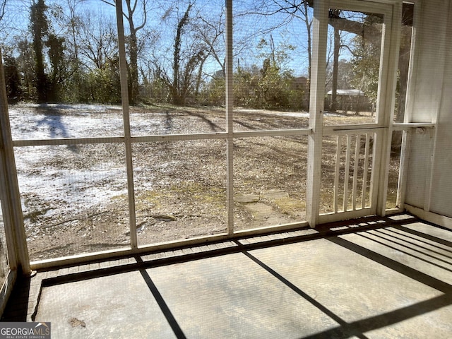 view of unfurnished sunroom