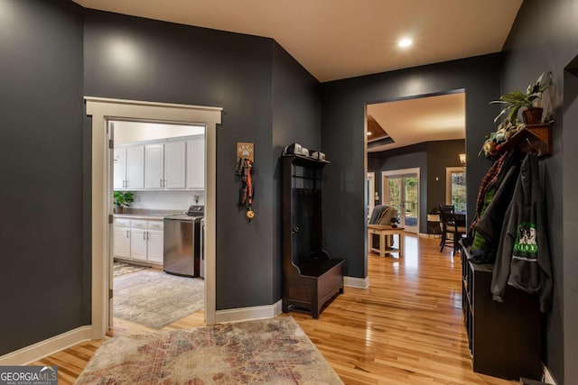 hall featuring light hardwood / wood-style floors