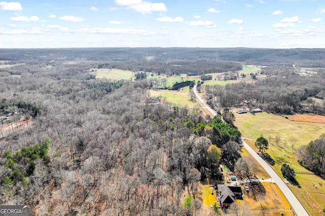 aerial view with a rural view