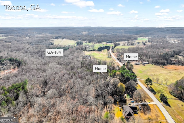 aerial view with a rural view