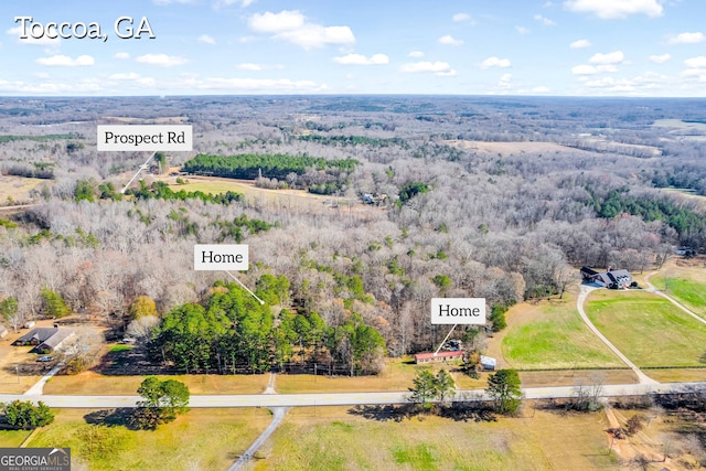 aerial view featuring a rural view