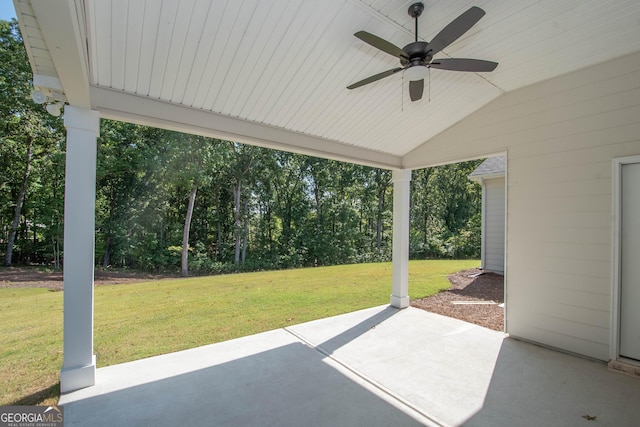 view of patio with ceiling fan