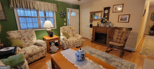 sitting room featuring light wood-type flooring