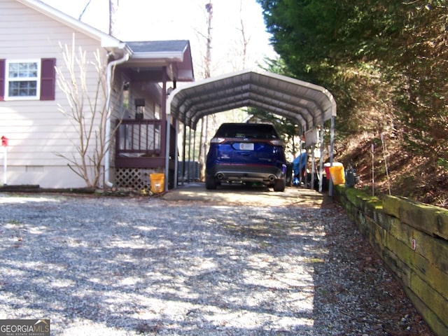 view of parking / parking lot with a carport