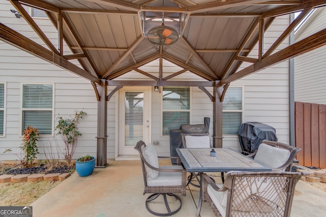 view of patio featuring a gazebo