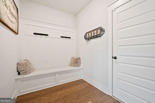 mudroom featuring dark hardwood / wood-style flooring