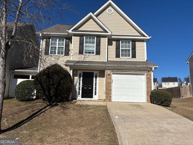 view of property with a garage