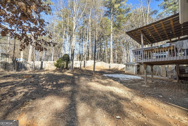 view of yard with a deck