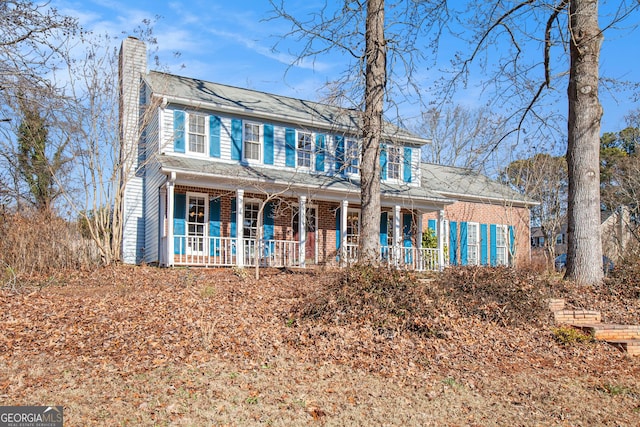 colonial house with a porch