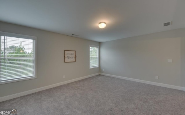 carpeted spare room featuring a wealth of natural light