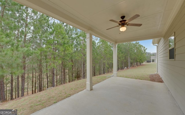 view of patio / terrace with ceiling fan