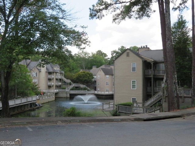 exterior space featuring a water view