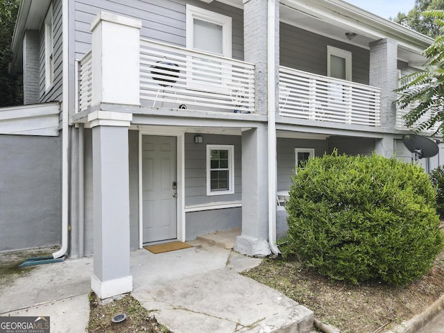 doorway to property with a balcony