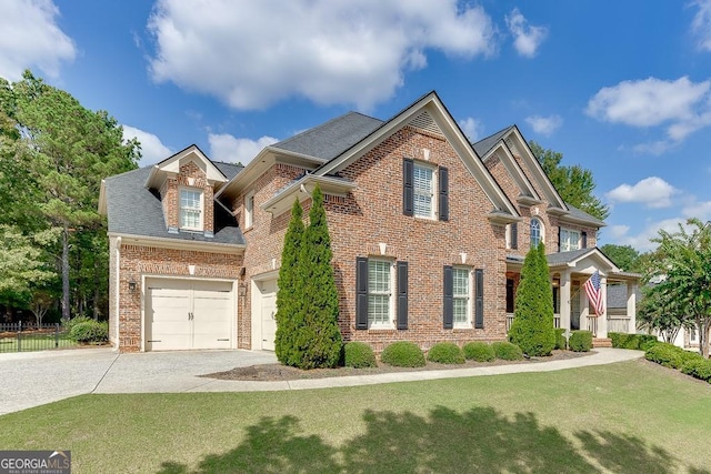 view of front of home featuring a garage and a front yard